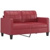 Dvivietė sofa su pagalvėlėmis, vyno, 140cm, dirbtinė oda
