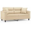 Dvivietė sofa su pagalvėmis, kreminė, 140cm, audinys