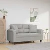 Dvivietė sofa su pagalvėmis, pilka, 120cm, mikropluošto audinys