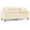 Dvivietė sofa su pagalvėmis, smėlio, 140cm, audinys