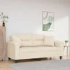 Dvivietė sofa su pagalvėmis, smėlio, 140cm, audinys