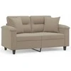 Dvivietė sofa su pagalvėmis, taupe, 120cm, mikropluošto audinys