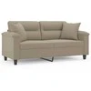 Dvivietė sofa su pagalvėmis, taupe, 140cm, mikropluošto audinys