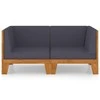 Dvivietė sofa su pilkomis pagalvėlėmis, akacijos masyvas