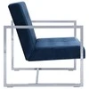 Dvivietė sofa su porankiais, mėlynos sp., chromas ir aksomas