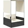 Dvivietis saulės gultas su stogeliu ir užuolaidomis, juodas