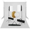 Fotostudijos komplektas su šviesdėžėmis, fonu ir reflektoriumi