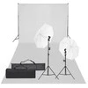 Fotostudijos rinkinys su apšvietimo rinkiniu ir fonu