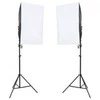 Fotostudijos rinkinys su šviestuvais, fonu ir reflektoriumi
