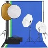 Fotostudijos rinkinys su šviestuvais, fonu ir reflektoriumi