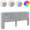 Galvūgalis-spintelė su LED, betono pilkas, 220x16,5x103,5cm