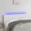 Galvūgalis su LED, baltos spalvos, 144x5x78/88cm, dirbtinė oda