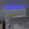 Galvūgalis su LED, baltos spalvos, 90x5x78/88cm, dirbtinė oda