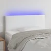Galvūgalis su LED, baltos spalvos, 90x5x78/88cm, dirbtinė oda
