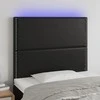 Galvūgalis su LED, juodos spalvos, 100x5x118/128cm dirbtinė oda