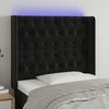 Galvūgalis su LED, juodos spalvos, 103x16x118/128cm, aksomas