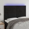 Galvūgalis su LED, juodos spalvos, 144x5x118/128cm, aksomas