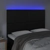 Galvūgalis su LED, juodos spalvos, 144x5x118/128cm dirbtinė oda