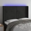 Galvūgalis su LED, juodos spalvos, 147x16x118/128cm, aksomas
