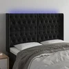 Galvūgalis su LED, juodos spalvos, 147x16x118/128cm, aksomas