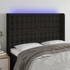 Galvūgalis su LED, juodos spalvos, 147x16x118/128cm, audinys