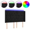 Galvūgalis su LED, juodos spalvos, 147x16x118/128cm, aksomas