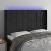 Galvūgalis su LED, juodos spalvos, 147x16x118/128cm, aksomas