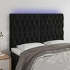 Galvūgalis su LED, juodos spalvos, 160x7x118/128cm, aksomas