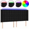 Galvūgalis su LED, juodos spalvos, 163x16x118/128cm, audinys