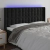 Galvūgalis su LED, juodos spalvos, 163x16x118/128cm, aksomas
