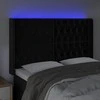 Galvūgalis su LED, juodos spalvos, 163x16x118/128cm, aksomas