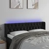 Galvūgalis su LED, juodos spalvos, 163x16x78/88cm, aksomas