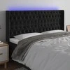 Galvūgalis su LED, juodos spalvos, 183x16x118/128cm, aksomas