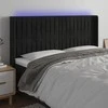 Galvūgalis su LED, juodos spalvos, 183x16x118/128cm, aksomas