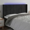 Galvūgalis su LED, juodos spalvos, 183x16x118/128cm, aksomas