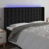 Galvūgalis su LED, juodos spalvos, 183x16x118/128cm, aksomas