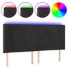 Galvūgalis su LED, juodos spalvos, 183x16x118/128cm, aksomas