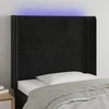Galvūgalis su LED, juodos spalvos, 83x16x118/128cm, aksomas