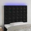 Galvūgalis su LED, juodos spalvos, 90x5x118/128cm, dirbtinė oda