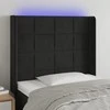 Galvūgalis su LED, juodos spalvos, 93x16x118/128cm, aksomas