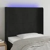 Galvūgalis su LED, juodos spalvos, 93x16x118/128cm, aksomas