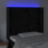 Galvūgalis su LED, juodos spalvos, 93x16x118/128cm, aksomas