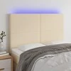 Galvūgalis su LED, kreminės spalvos, 144x5x118/128cm, audinys