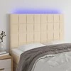Galvūgalis su LED, kreminės spalvos, 144x5x118/128cm, audinys