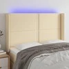 Galvūgalis su LED, kreminės spalvos, 147x16x118/128cm, audinys