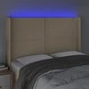 Galvūgalis su LED, kreminės spalvos, 147x16x118/128cm, audinys