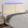 Galvūgalis su LED, kreminės spalvos, 180x5x118/128cm, audinys