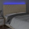 Galvūgalis su LED, kreminės spalvos, 180x7x118/128cm, audinys
