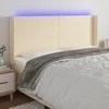 Galvūgalis su LED, kreminės spalvos, 203x16x118/128cm, audinys