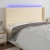 Galvūgalis su LED, kreminės spalvos, 203x16x118/128cm, audinys